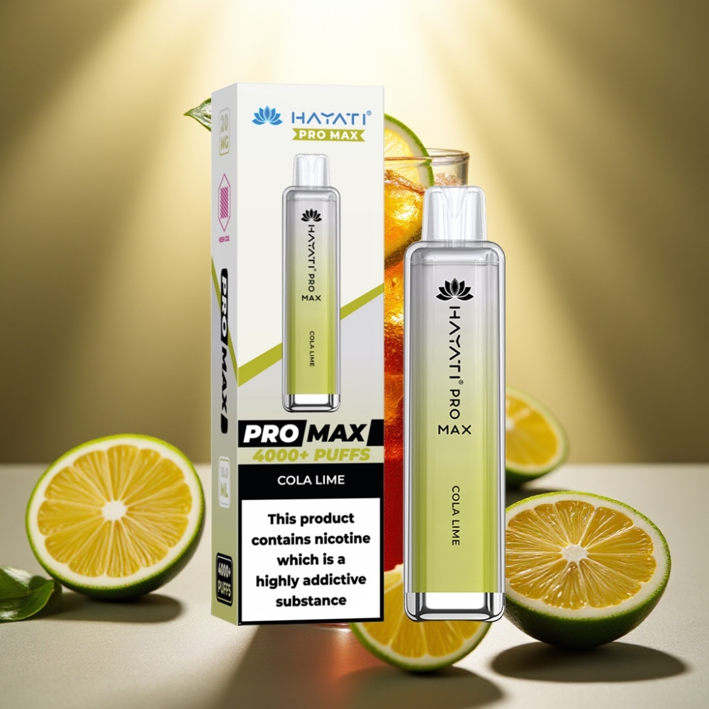 Hayati Pro Max 4000 Puffs Disposable Vape Cola-Lime 1400mAh Ladattava Akku