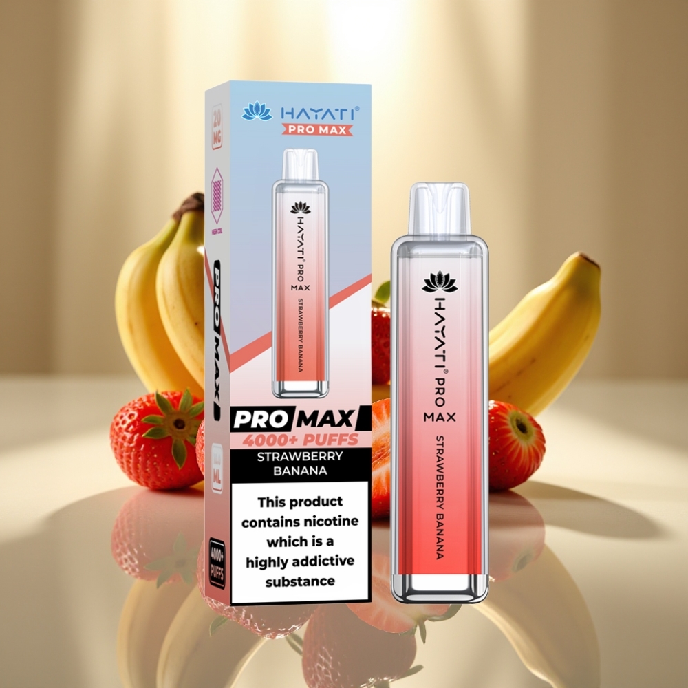Hayati Pro Max 4000 Puffs Disposable Vape Mansikka-Banaani 1400mAh Ladattava