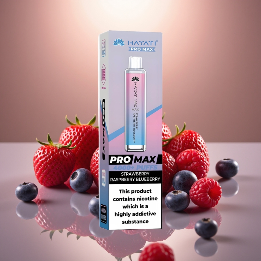 Hayati Pro Max 4000 Puffs Disposable Vape Mansikka Vadelma Mustikka ja Tehokas 1400mAh Akku