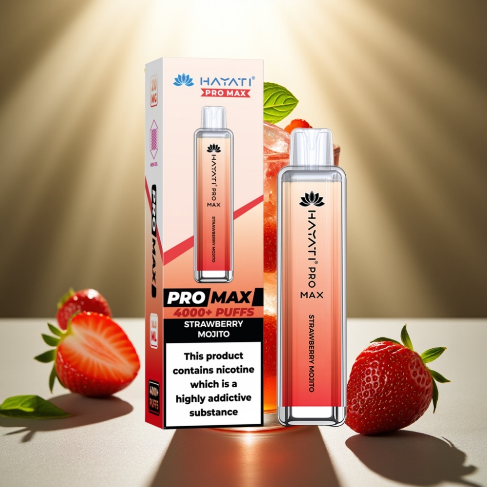 Hayati Pro Max 4000 Puffs Disposable Vape Mansikkamojito 1400mAh akku 2ml säiliö