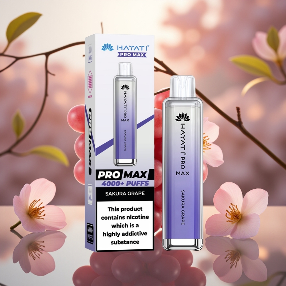 Hayati Pro Max 4000 Puffs Disposable Vape Sakura Viinirypäle 1400mAh akku Ladattava