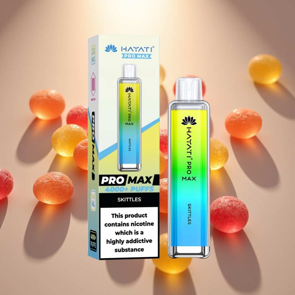 Hayati Pro Max 4000 Puffs Disposable Vape Skittles - 1400mAh Akku 2/5 Nikotiinia Kristallin ulkonäkö