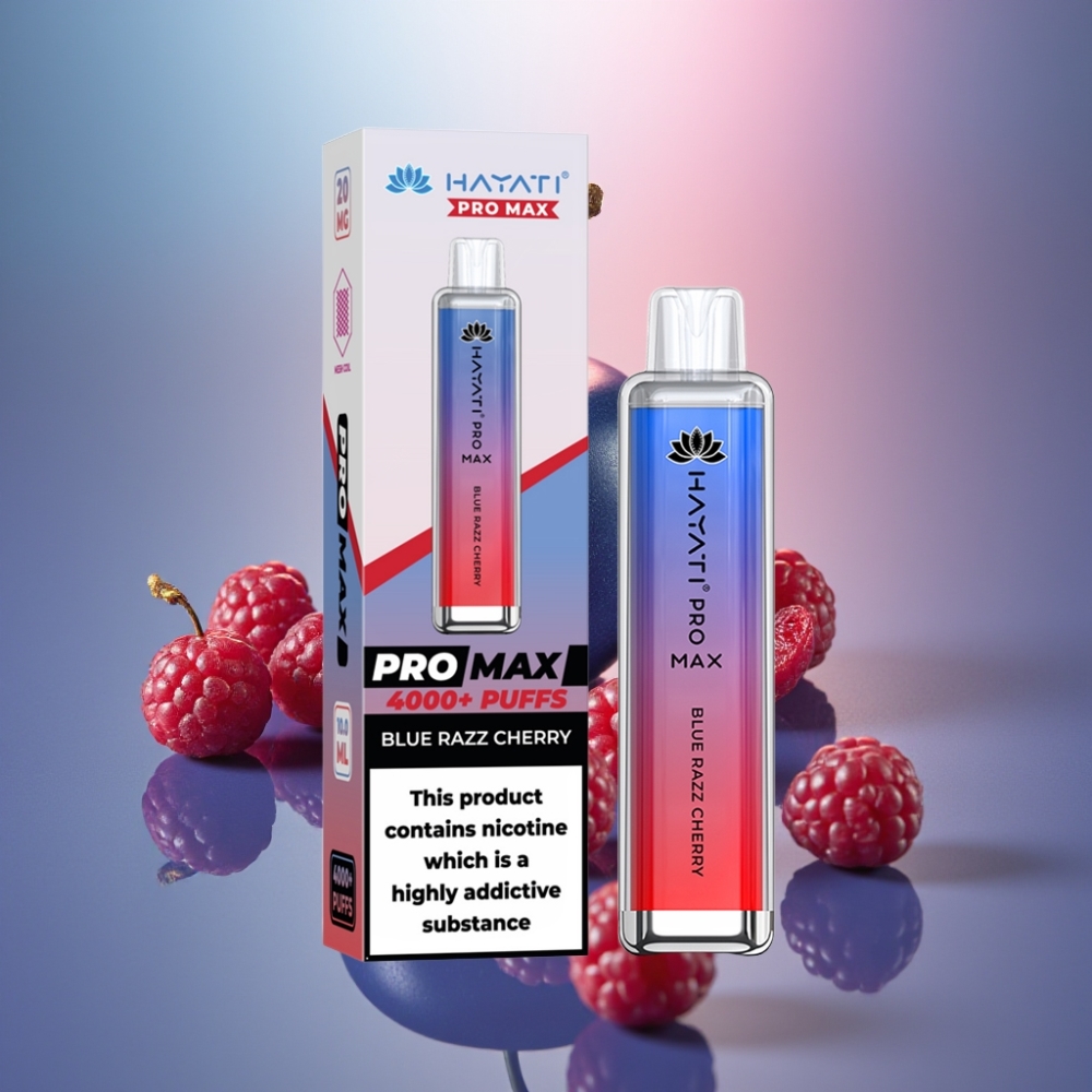 Hayati Pro Max 4000 Puffs Häkätynnyri Kirsikka - 1400mAh akku Ladattava