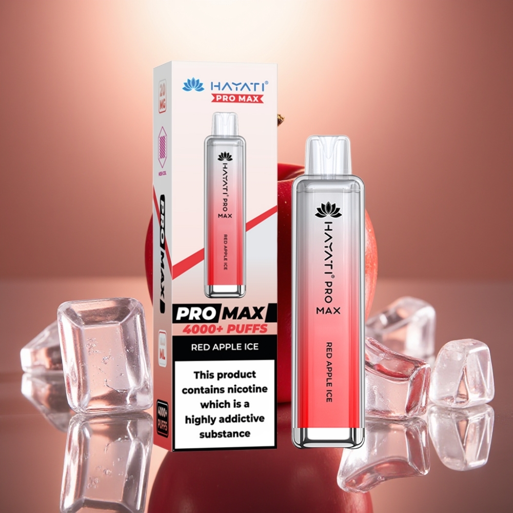 Hayati Pro Max 4000 Puffs Käytettävä Vape Punainen Omena Jää  Tehokas 1400mAh Akku