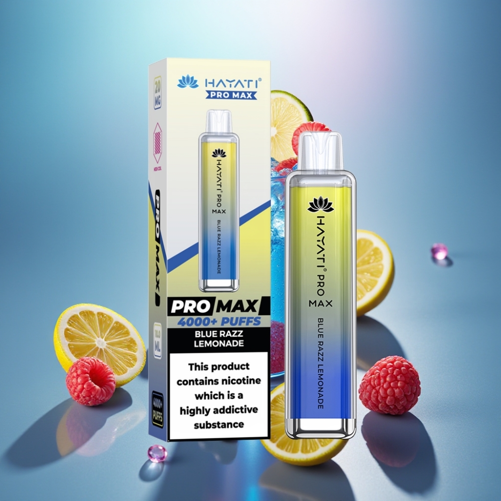 Hayati Pro Max 4000 Puffs Käytettävä Vape Sininen Vadelma-Limonadi 1400mAh Ladattava