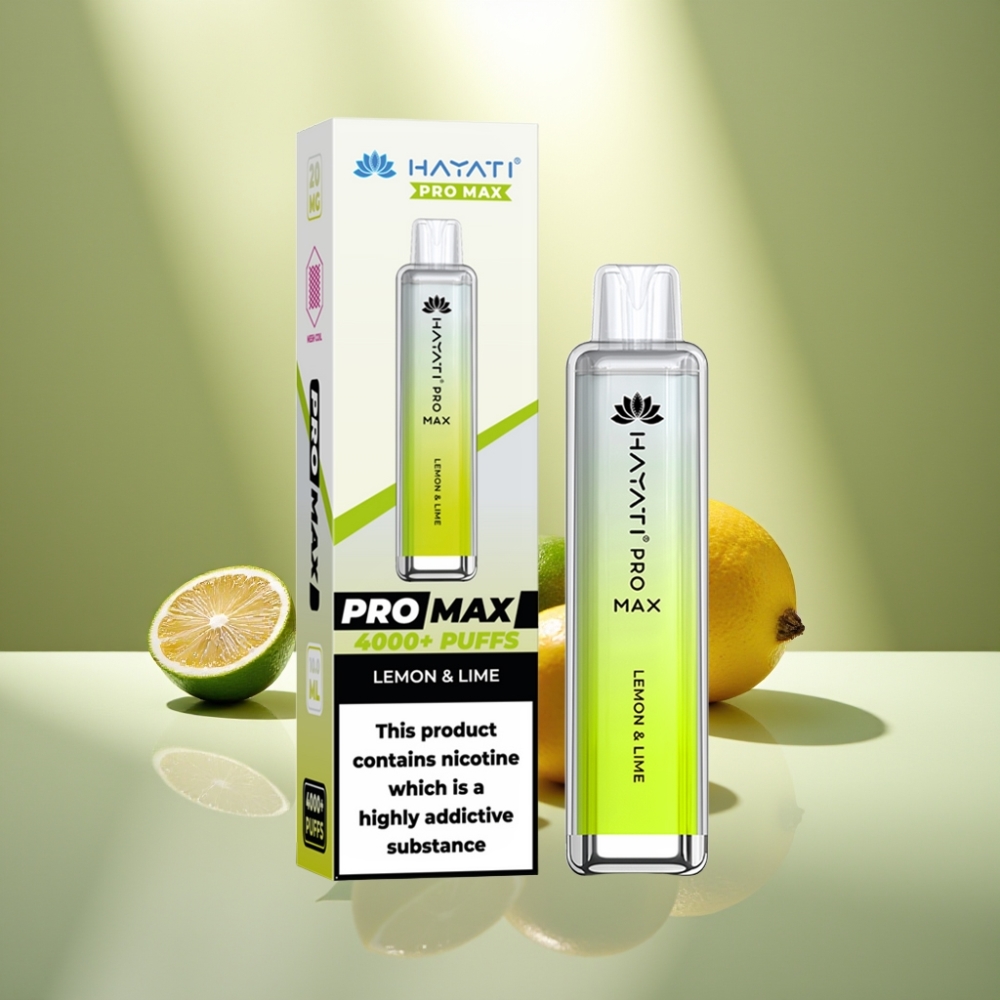 Hayati Pro Max 4000 Puffs Ladattava Disposable Vape Sitruuna  Lime ja 1400mAh akku
