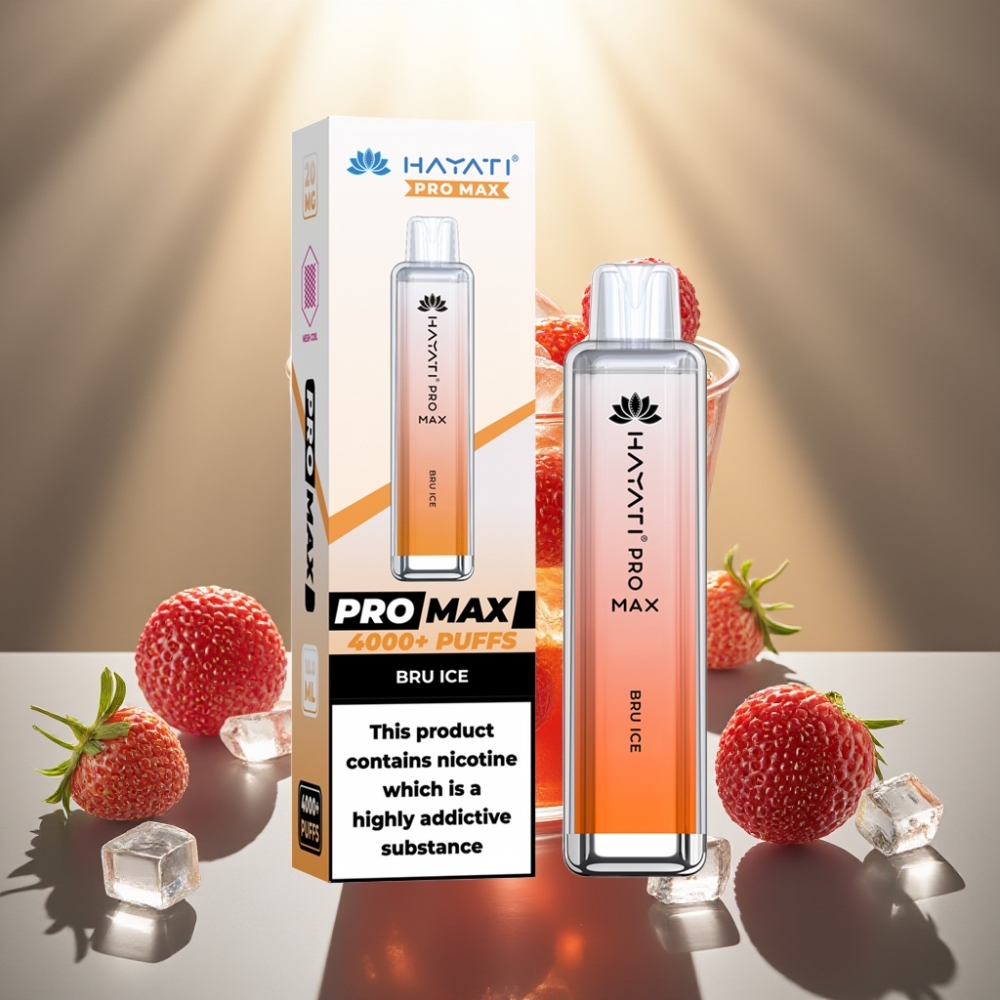 Hayati Pro Max 4000 Puffs Ladattava Vape Jää Bru - 1400mAh Dual 11 Ohm Mesh Coil