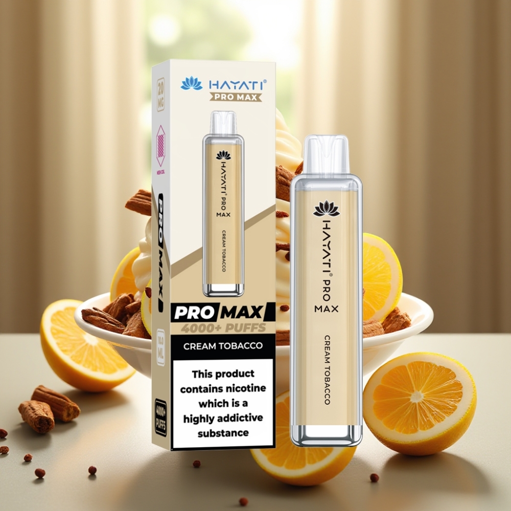 Hayati Pro Max 4000 Tuhkaa Ladattava Disposable Vape Kerma-Tupakka 1400mAh