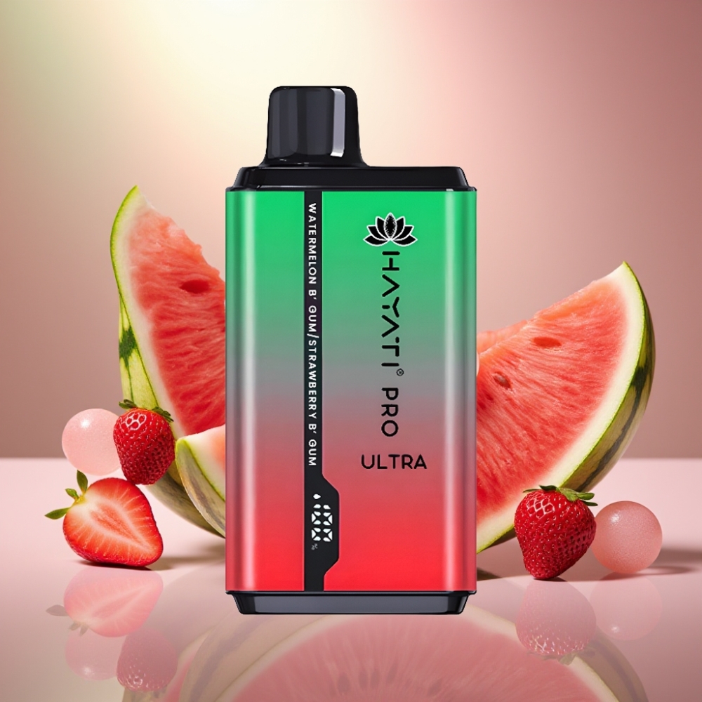 Hayati Pro Ultra 15000 Pusska Disposable Vape Vesimeloni- ja Mansikkakupla (850mAh)