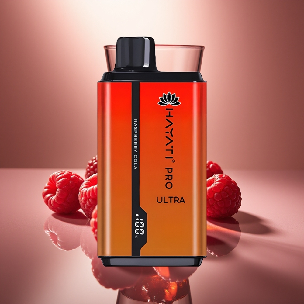 Hayati Pro Ultra 15000 Pusska Kertakäyttöhöyrytin Vadelma-Kola (850mAh 2×12ml)
