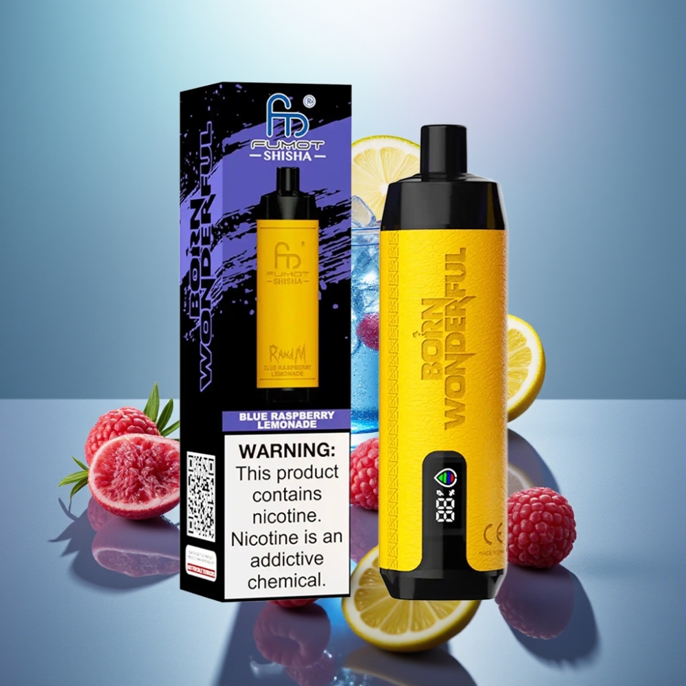 RandM Fumot Shisha 10000 Puffs Sininen Vadelma-Limonadi 18ml Type-C