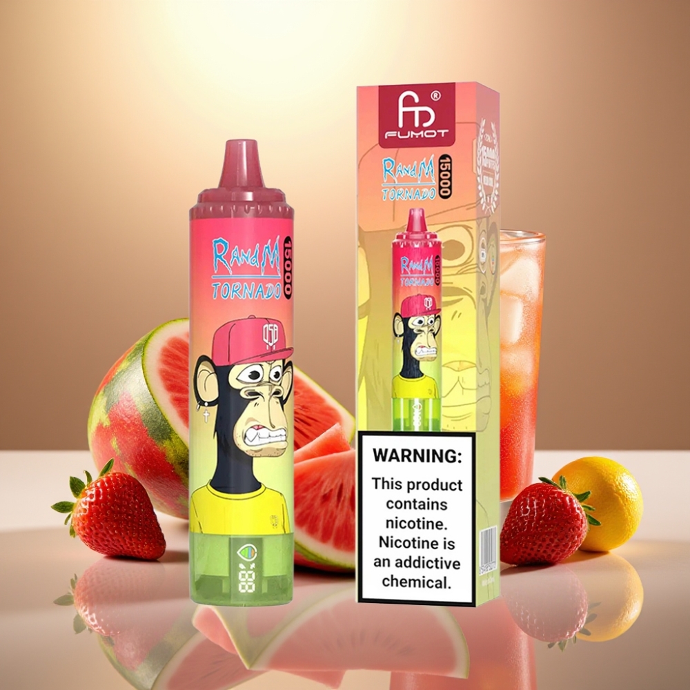 RandM Fumot Tornado 15000 Puffs 25ml Mansikka-Arbuusi-Limonadi USB-C