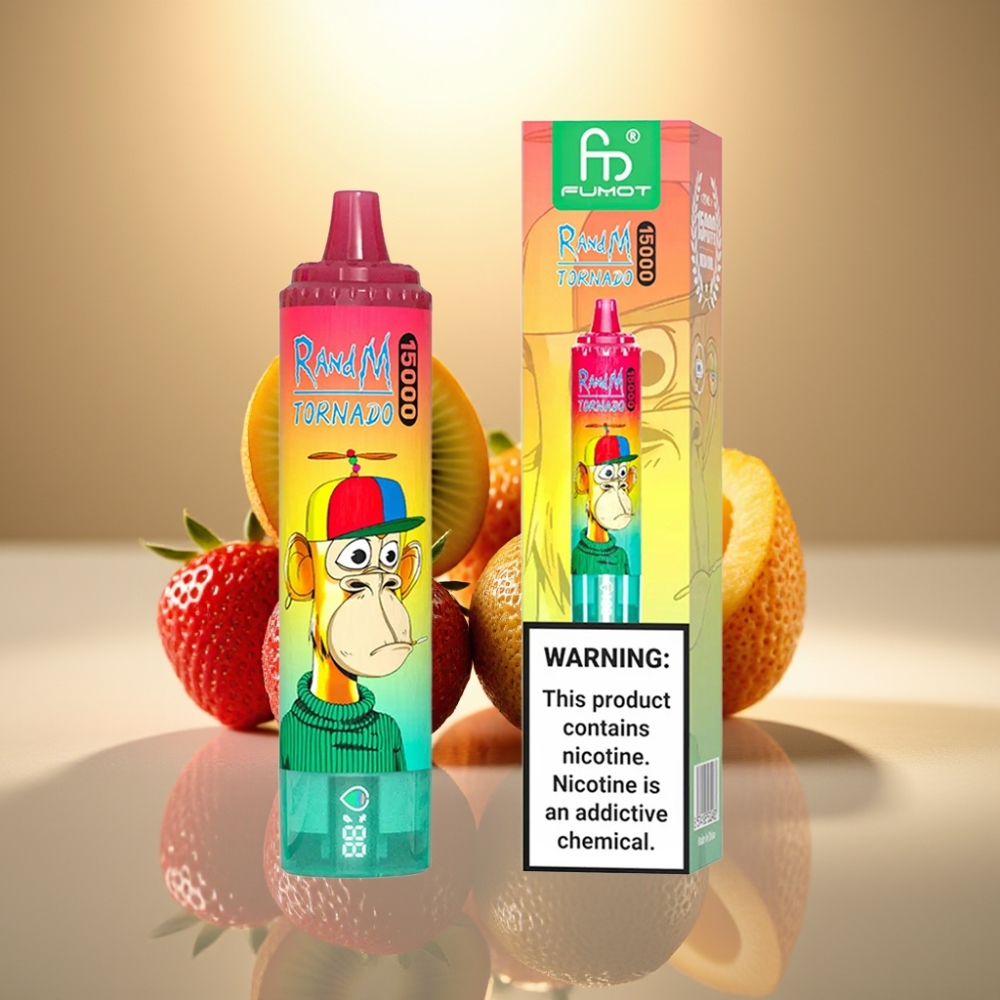 RandM Fumot Tornado 15000 Puffs 25ml Mansikka-Kiivi LCD-näytöllä