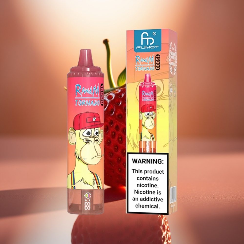 RandM Fumot Tornado 15000 Puffs 25ml Mansikka Red Bull USB-C Lataus
