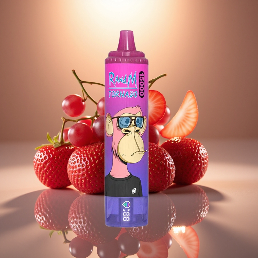 RandM Fumot Tornado 15000 Puffs 25ml Mansikka-Viikunamaku USB-C LCD