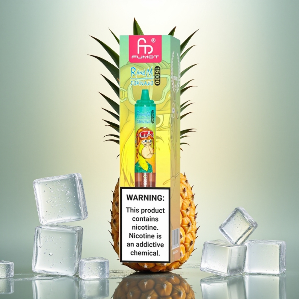 RandM Fumot Tornado 15000 Puffs Käytettävä Vape Ananas-Jää 25ml LCD