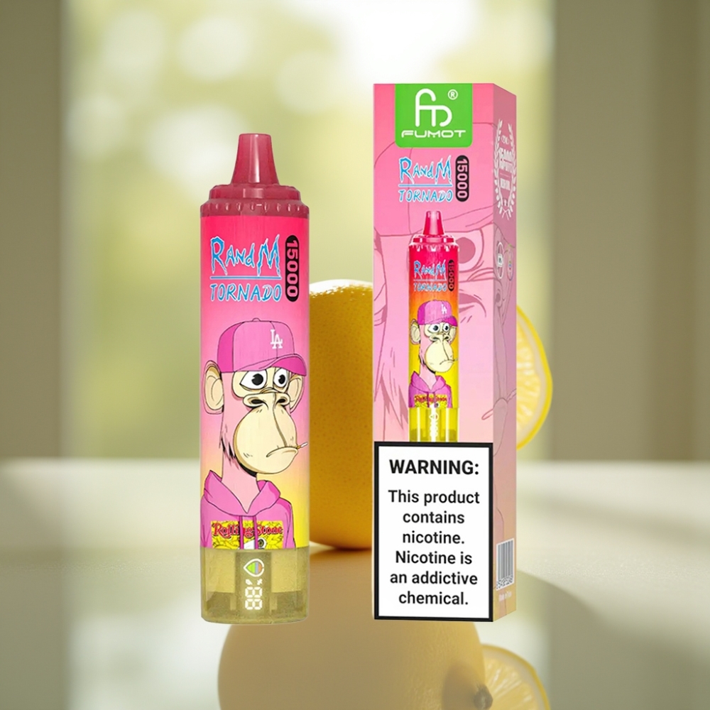 RandM Fumot Tornado 15000 Puffs Käytettävä Vape Sitruuna Mesh-käämi 850mAh