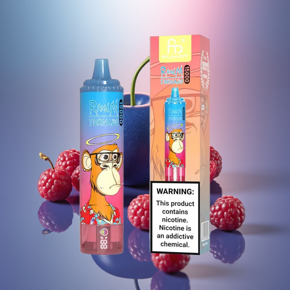 RandM Fumot Tornado 15000 Puffs LCD Type-C Sininen Vadelma Kirsikka