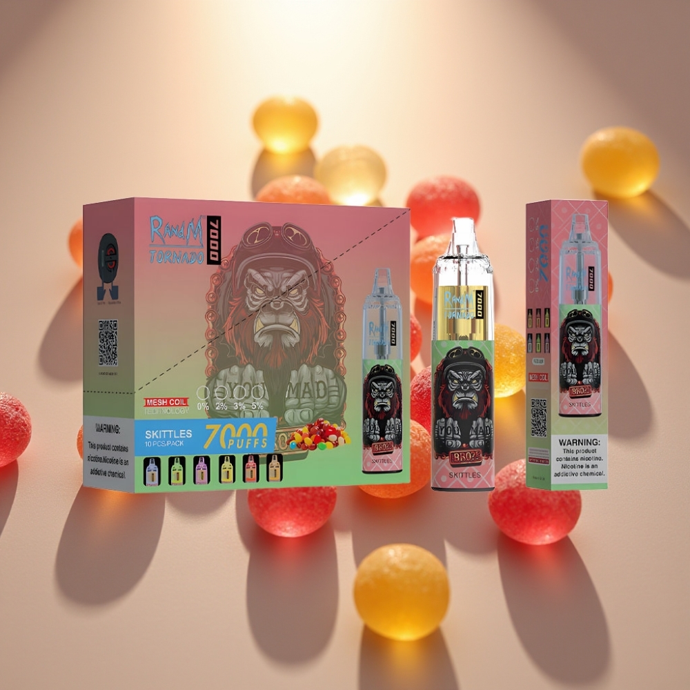 RandM Fumot Tornado 7000 Puffaa Disposable Vape Skittles-Maku 14 ML Type-C