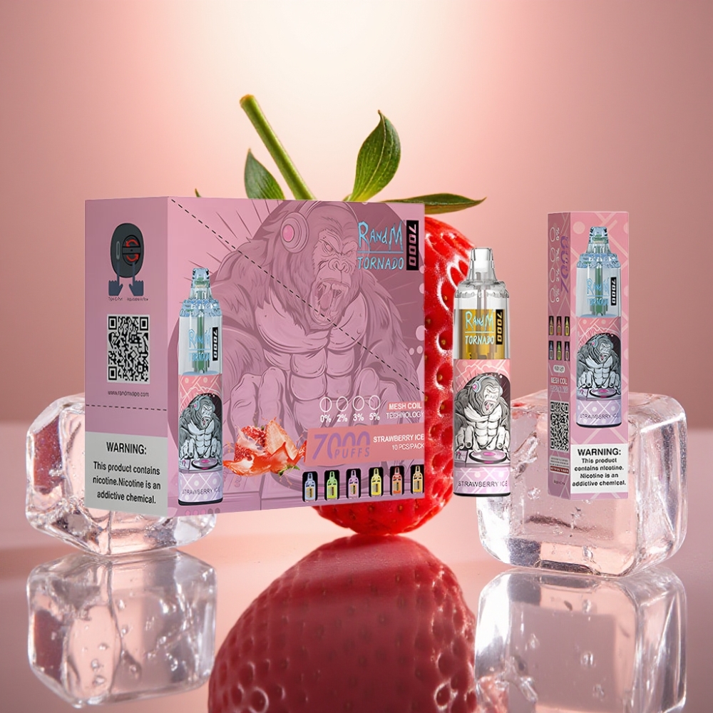 RandM Fumot Tornado 7000 Puffit Disposable Vape Mansikkajää 14ML Type-C