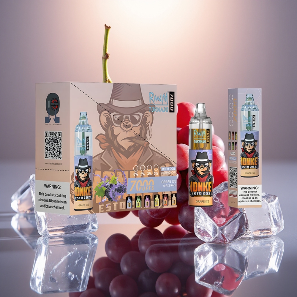 RandM Fumot Tornado 7000 Puffs 14 ML E-liquid RGB-valo Viinijää
