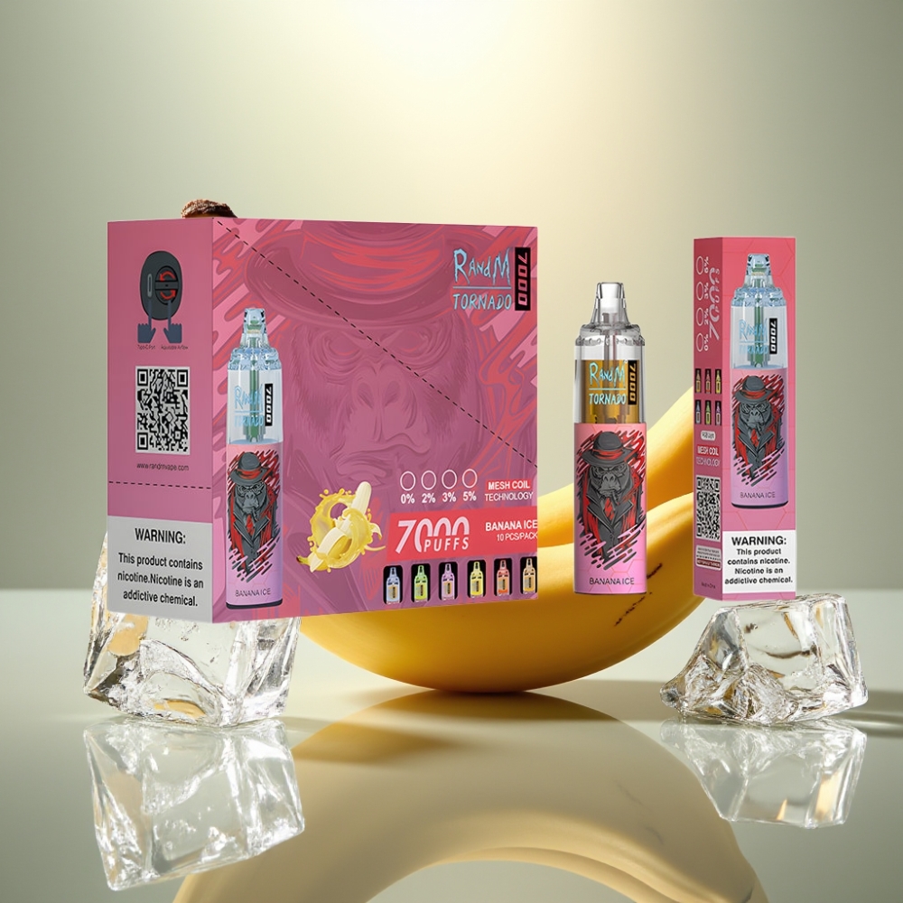 RandM Fumot Tornado 7000 Puffs Disposable Vape Banaanijää 14 ML E-neste Type-C
