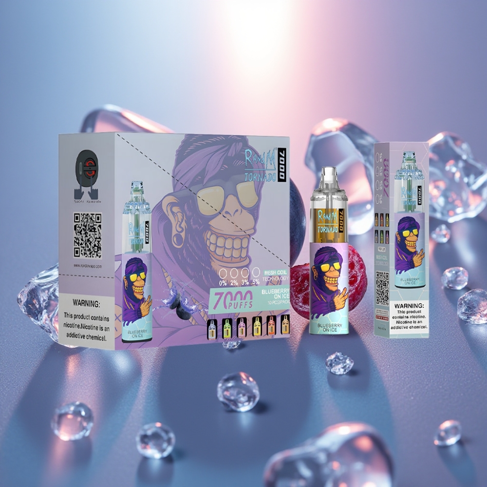 RandM Fumot Tornado 7000 Puffs Disposable Vape Mustikka Jäällä 14ML Type-C