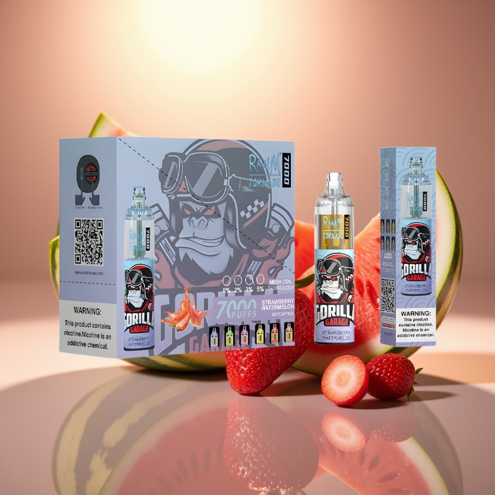 RandM Fumot Tornado 7000 Puffs Mansikka-Arbuusi 14 ML E-liuos Type-C