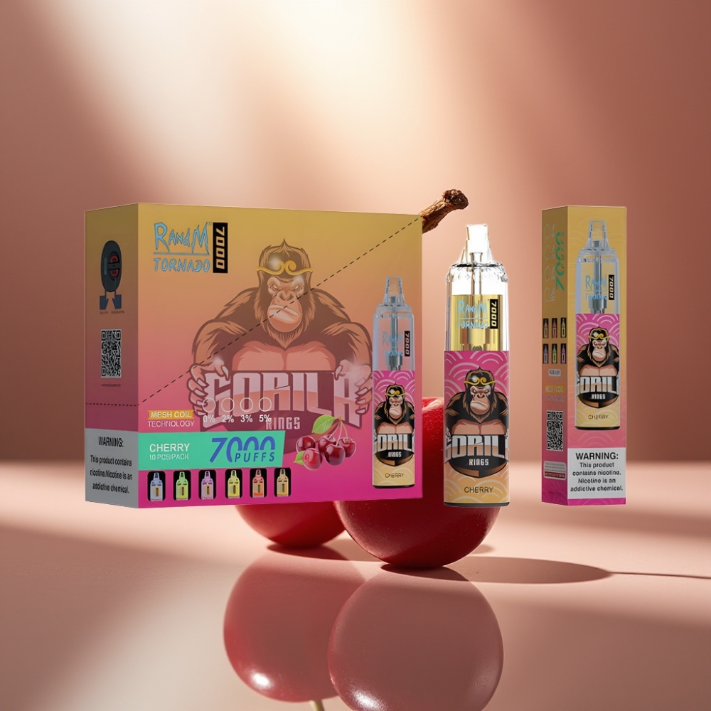 RandM Fumot Tornado 7000 Pussit Disposable Vape Kirsikka 14 ML Type-C Port
