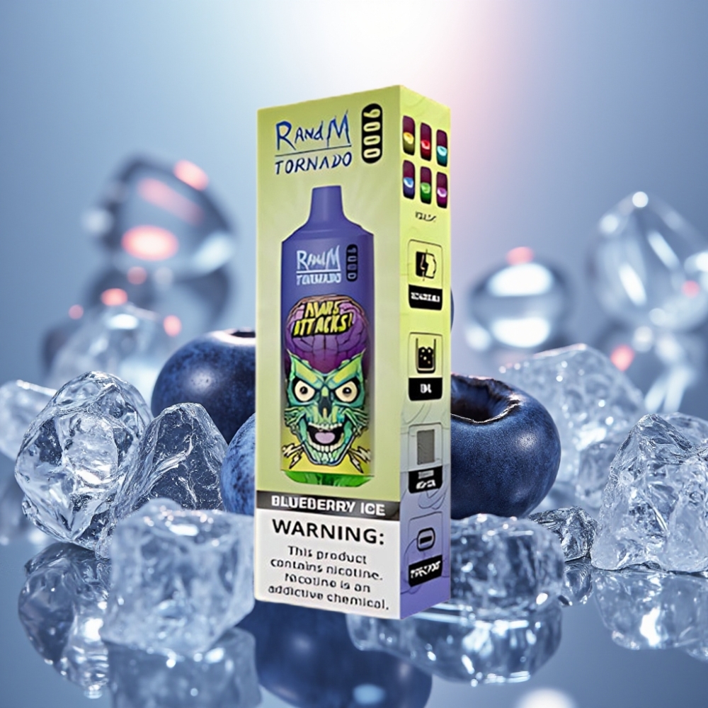 RandM Tornado 9000 Puffit 850 mAh Ladataan Mustikkajää 18 mL Mesh-käämi