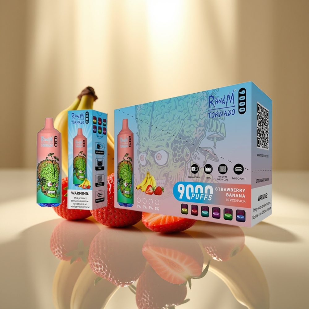 RandM Tornado 9000 Puffs 850 mAh 18 mL Mansikka-Banaani