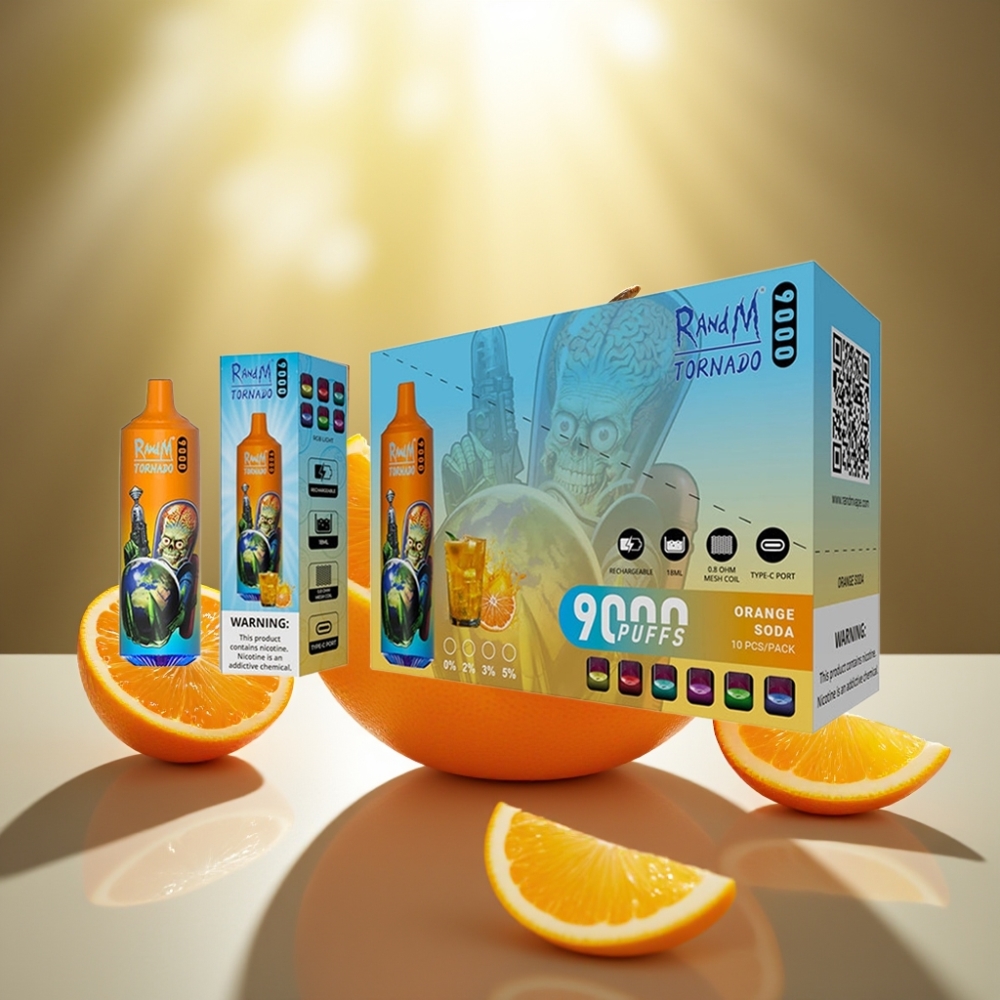 RandM Tornado 9000 Puffs 850 mAh Appelsiinilimona - Mesh Coil