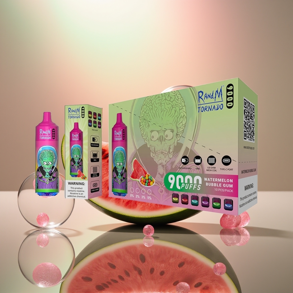 RandM Tornado 9000 Puffs 850 mAh Vesimeloni Bubble Gum