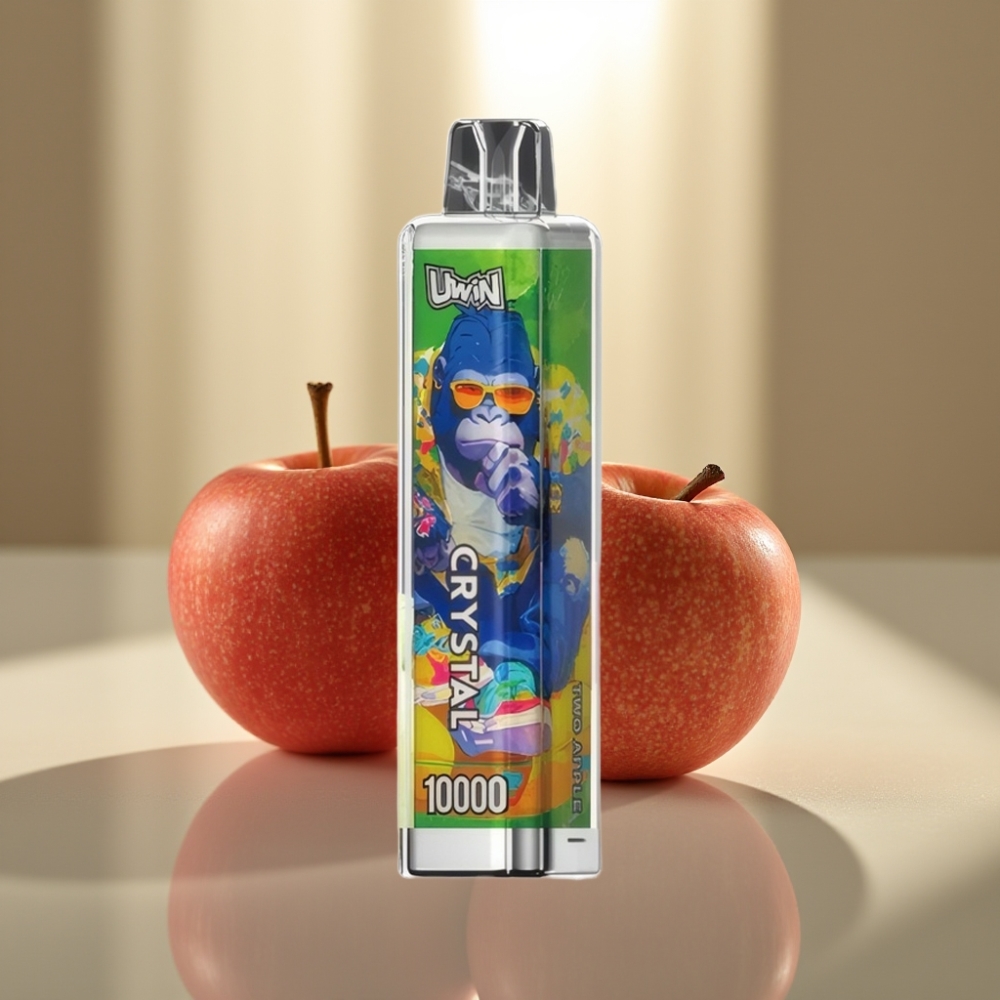 UWIN Crystal 10000 Puffs Kertakäyttöhöyrystin Kaksi Omenaa – 18ml 08 Ohm