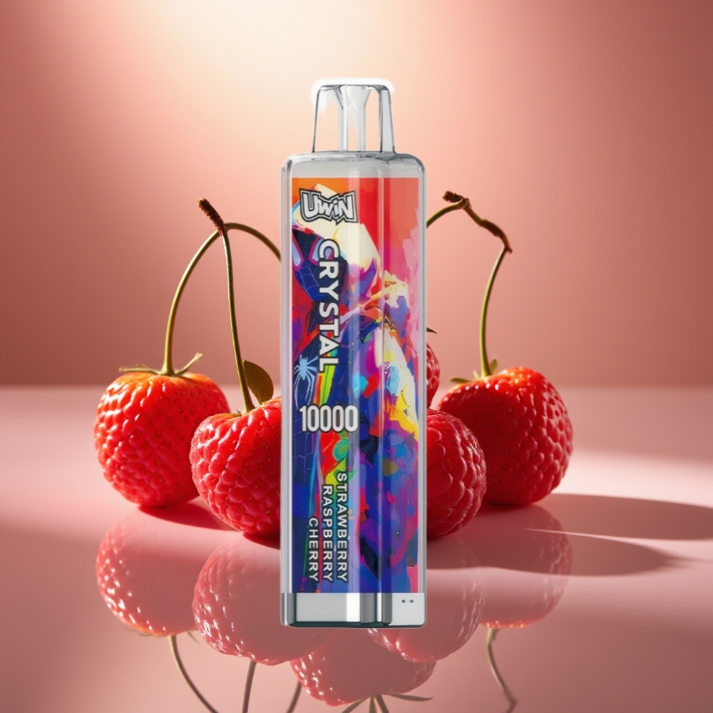 UWIN Crystal 10000 Pöhötys Disposable Vape Mansikka Vadelma Kirsikka – 18ml RGB-valot