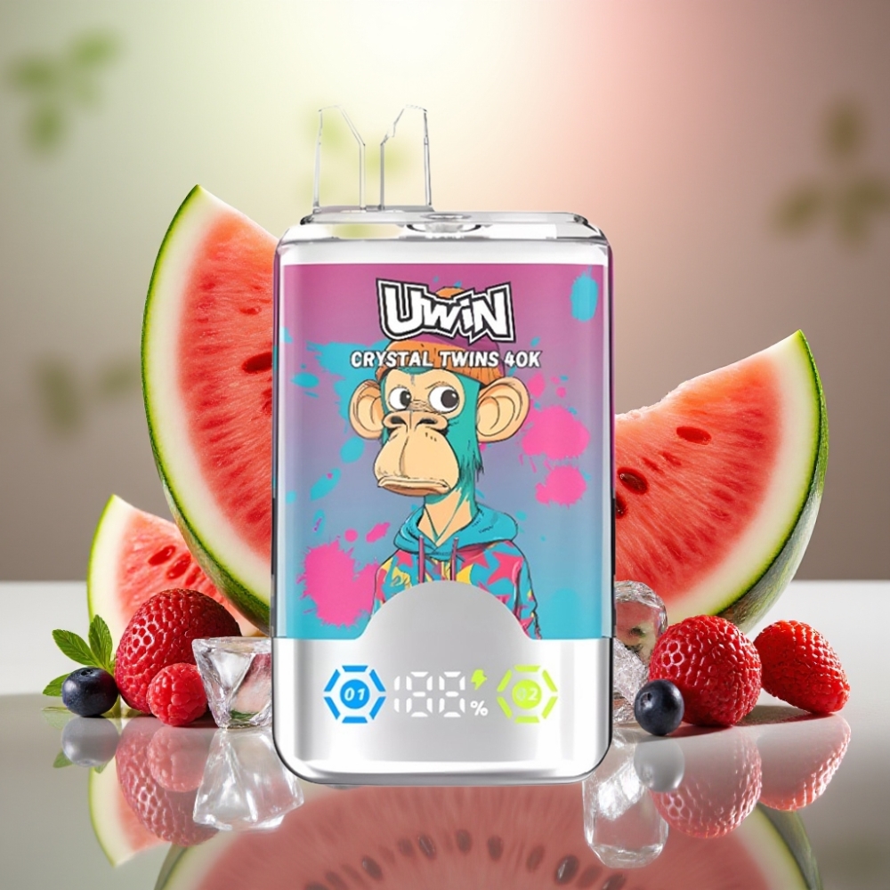 UWIN Crystal Twins 40000 Puff - Vesimeloni-Jää-Marjasekoitus (06 Ohm 850mAh)