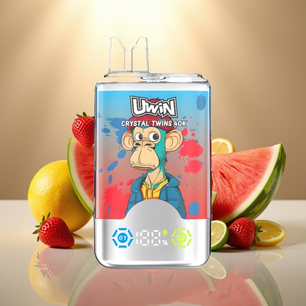 UWIN Crystal Twins 40000 Puff Mansikkamelonilimettoni Disposable Vape (850mAh 06 Ohm)