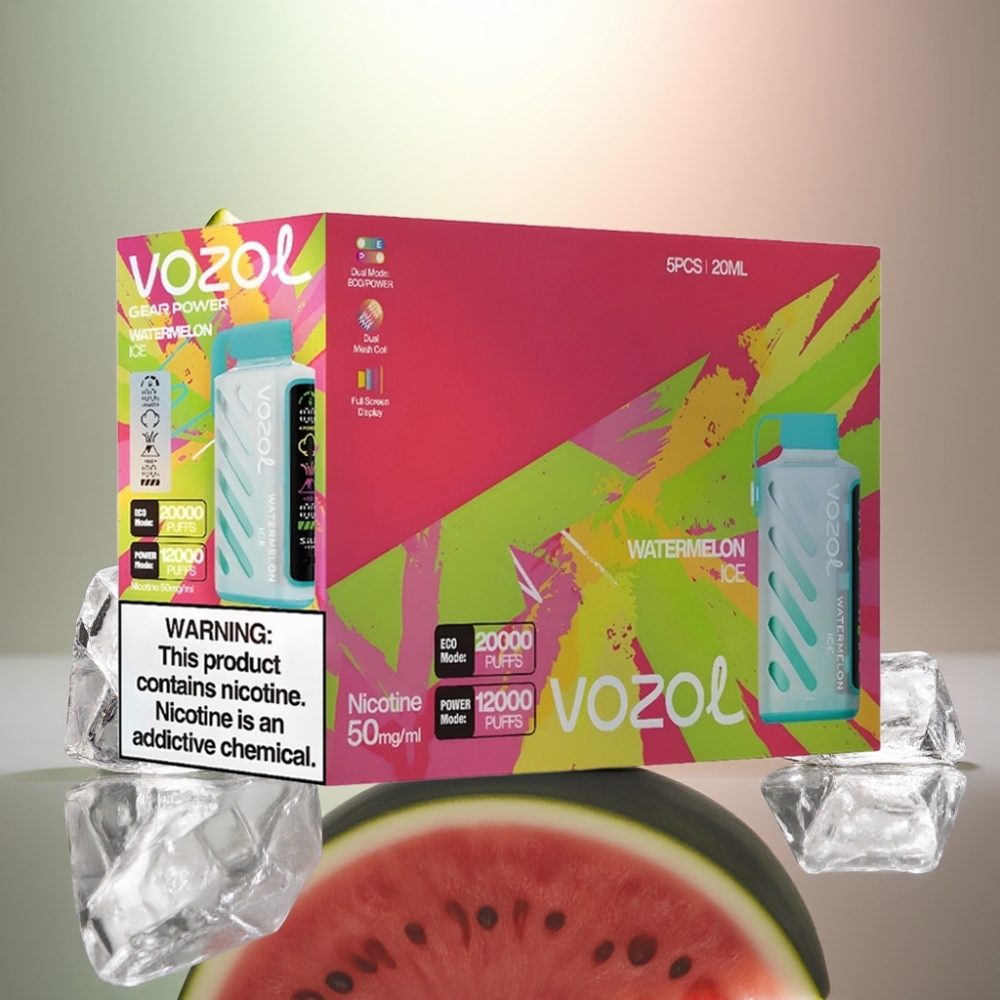 VOZOL Gear Power 20000 Puffs Disposable Vesiinmeloni-Jää Dual Mesh Coil Full Screen Display