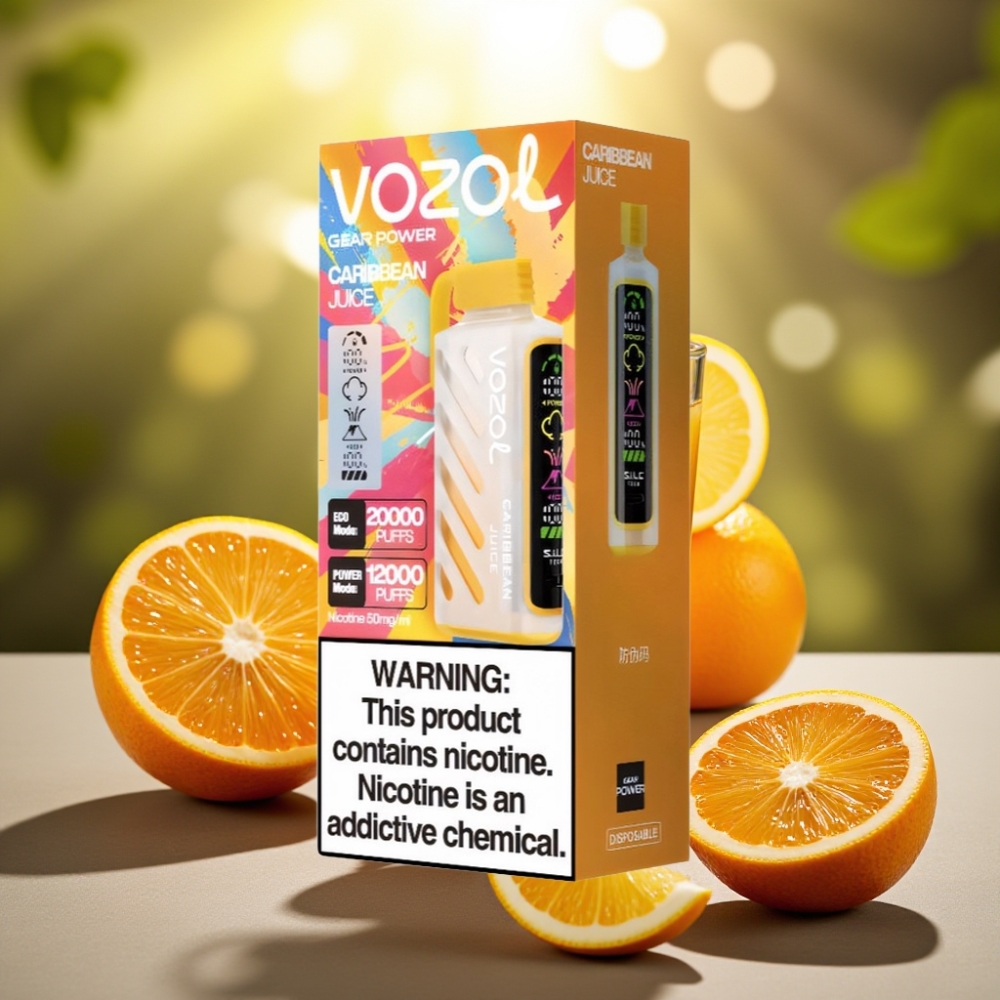 VOZOL Gear Power 20000 Puffs Kertakäyttö Vape Karibian Mehu Dual Mesh Coil
