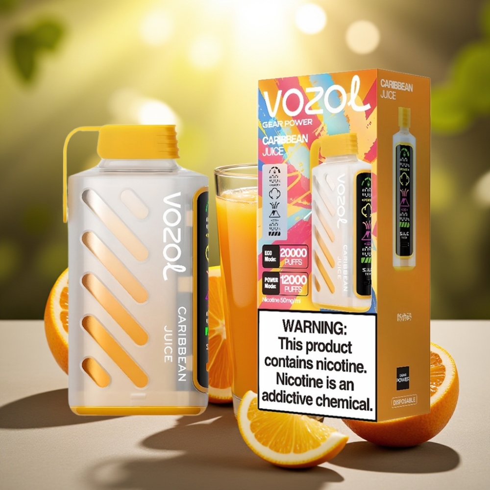 VOZOL Gear Power 20000 Puffs Kertakäyttö Vape Karibian Mehu Dual Mesh Coil