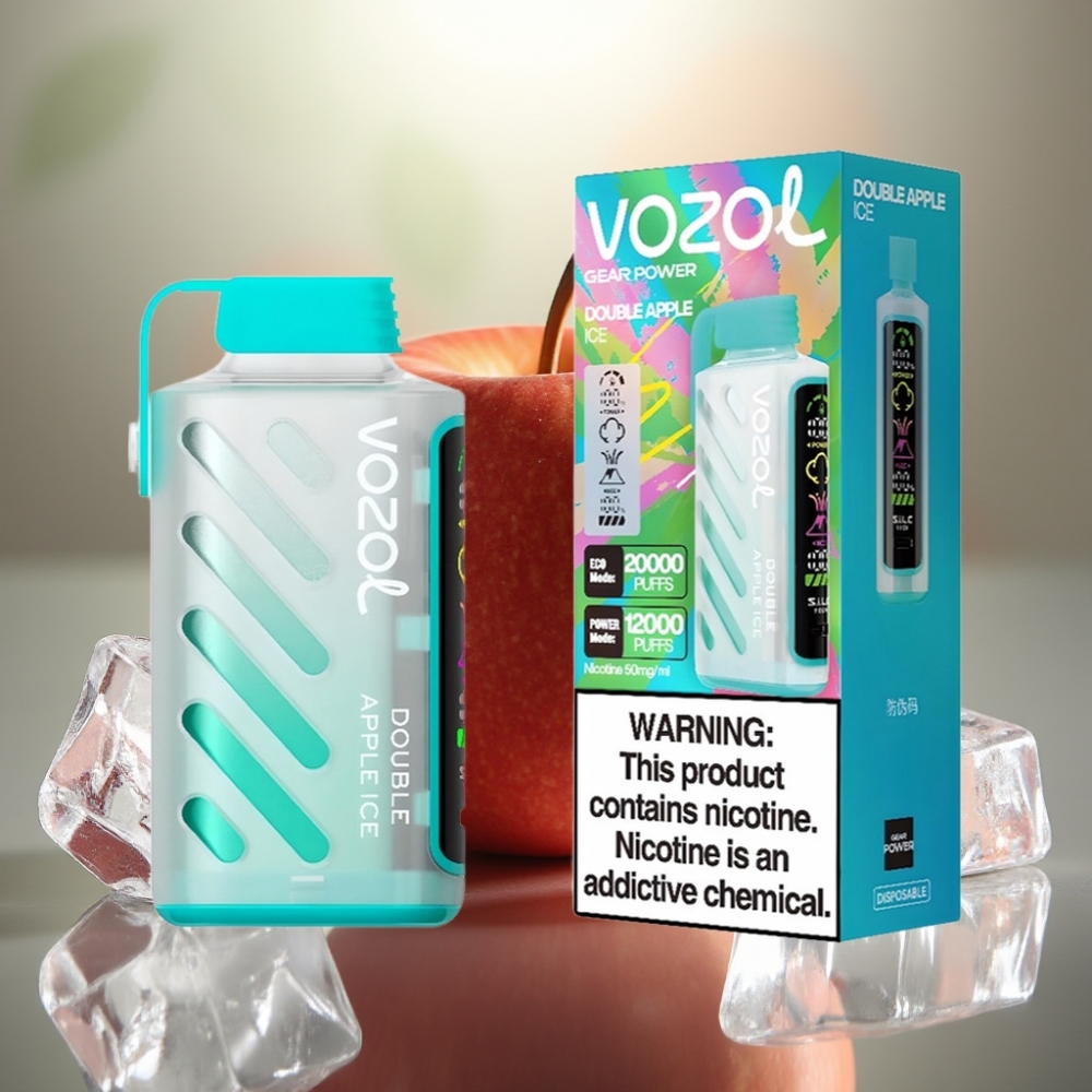 VOZOL Gear Power 20000 Pähkinä Kaksoisomena Jää Kertakäyttöinen Vape Dual Mesh Coil 20mL