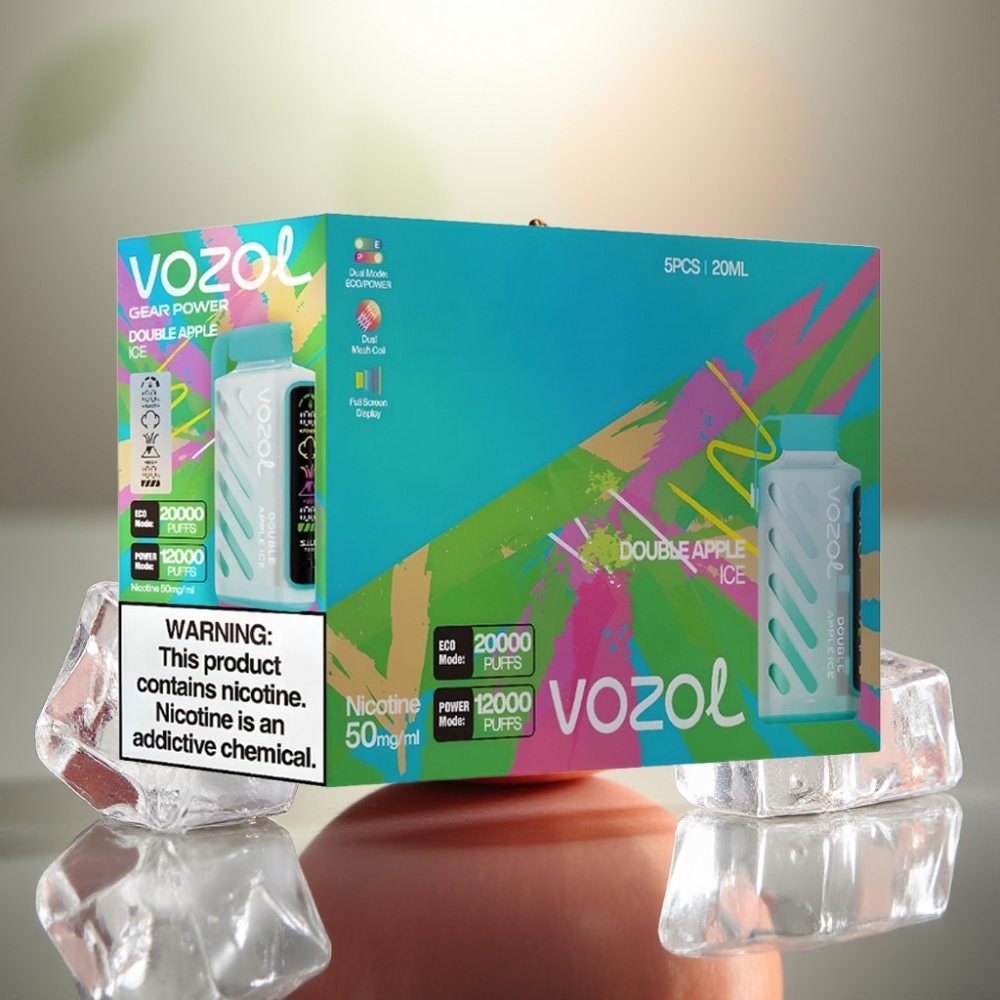 VOZOL Gear Power 20000 Pähkinä Kaksoisomena Jää Kertakäyttöinen Vape Dual Mesh Coil 20mL