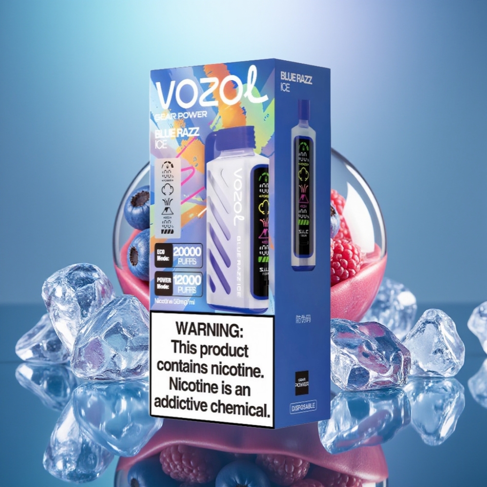 VOZOL Gear Power 20000 Pähkinät Disposable Vape Sininen Vadelma-Jää Dual Mesh Coil