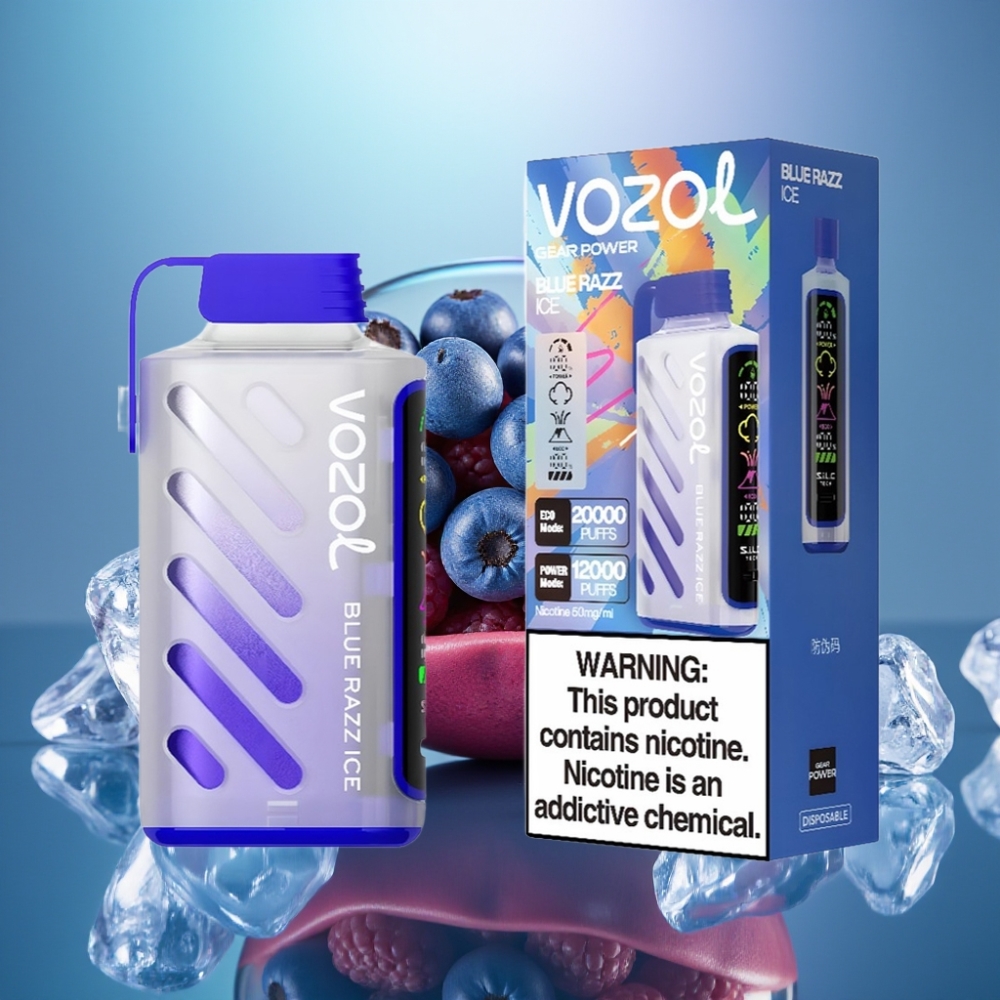 VOZOL Gear Power 20000 Pähkinät Disposable Vape Sininen Vadelma-Jää Dual Mesh Coil
