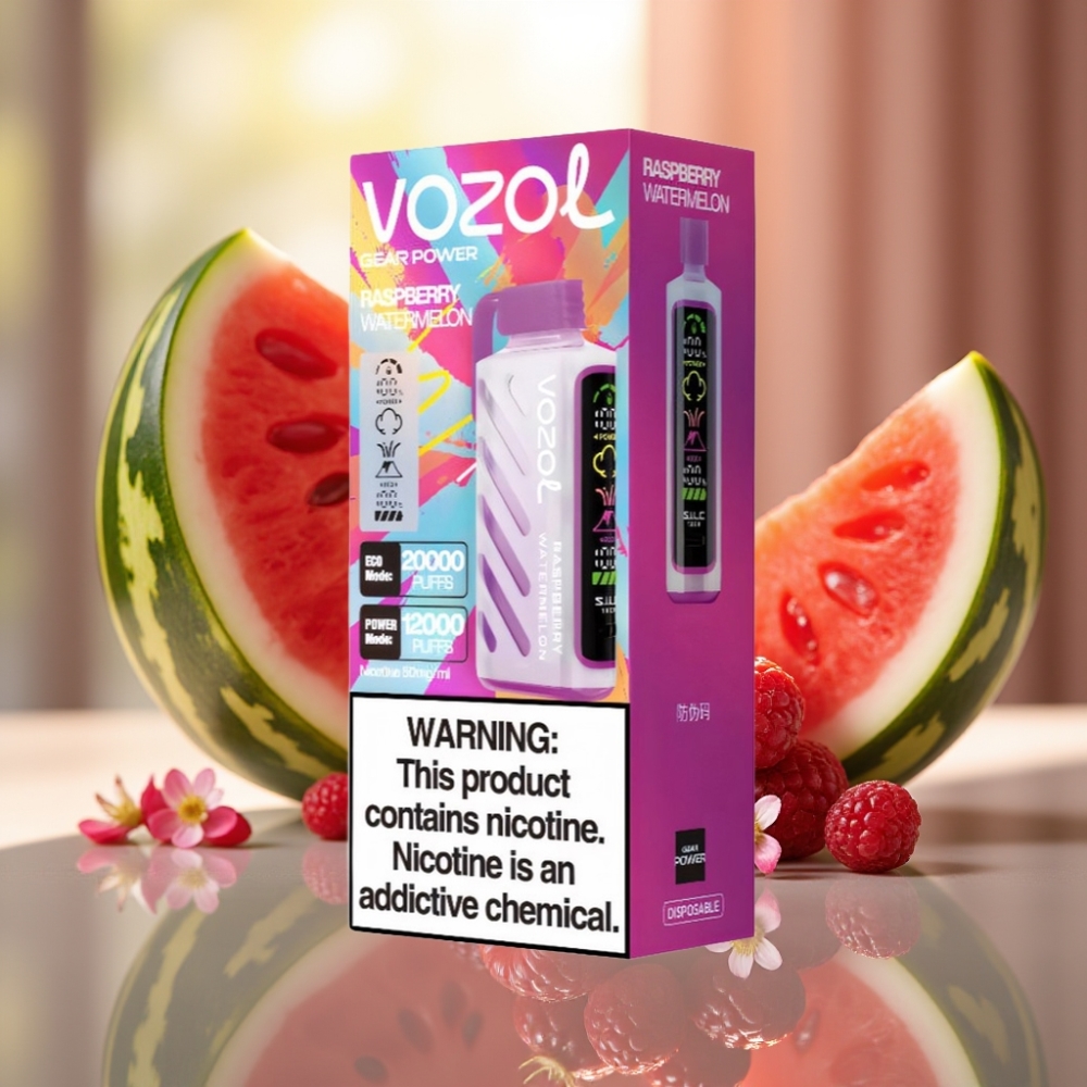 VOZOL Gear Power 20000 Pähkinät Vähärasvaiset Disposable Vape Vadelma-Arbuusi SiLC Tech Dual Mesh Coil