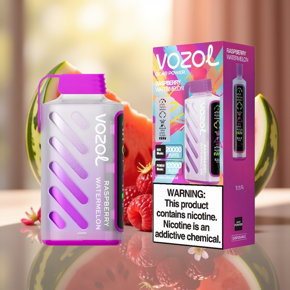 VOZOL Gear Power 20000 Pähkinät Vähärasvaiset Disposable Vape Vadelma-Arbuusi SiLC Tech Dual Mesh Coil
