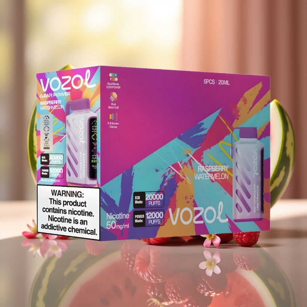 VOZOL Gear Power 20000 Pähkinät Vähärasvaiset Disposable Vape Vadelma-Arbuusi SiLC Tech Dual Mesh Coil