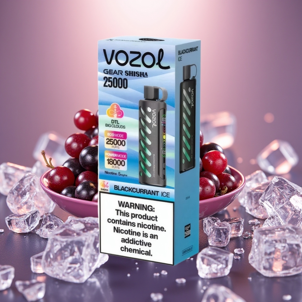 VOZOL Gear Shisha 25000 Puffs Mustajää (Blackcurrant Ice) Dual Mesh Dual Modes 1000mAh