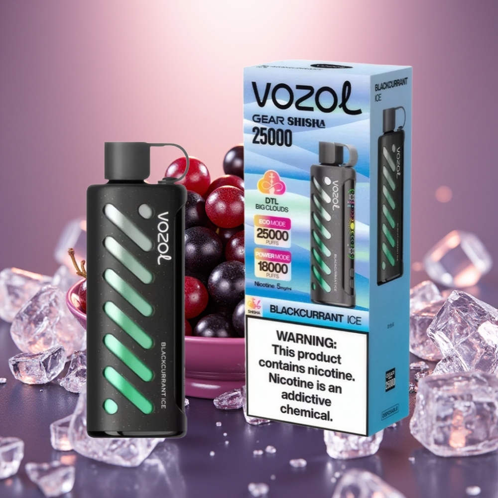 VOZOL Gear Shisha 25000 Puffs Mustajää (Blackcurrant Ice) Dual Mesh Dual Modes 1000mAh
