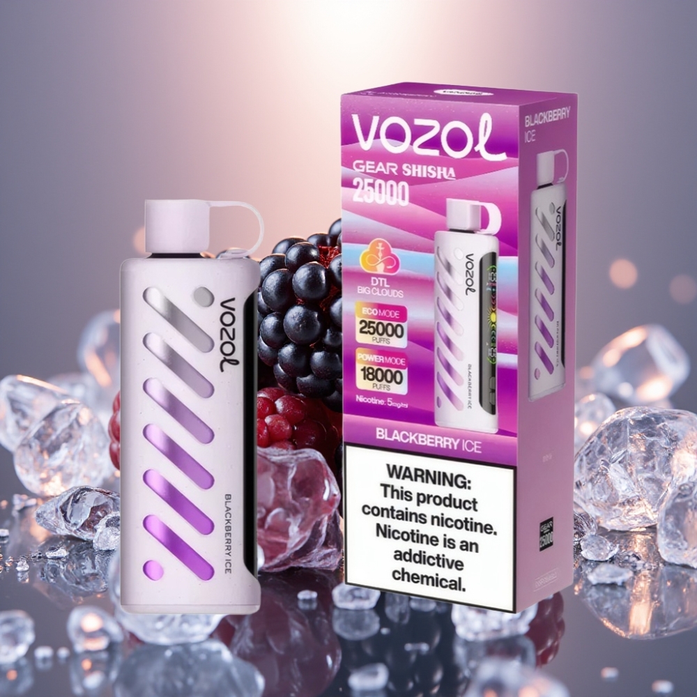 VOZOL Gear Shisha 25000 Puffs Mustajää SiLC Tech Dual Mesh